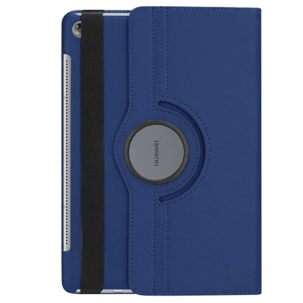 Huawei MediaPad M5 10 litchi grain leather flip case - Dark Blue