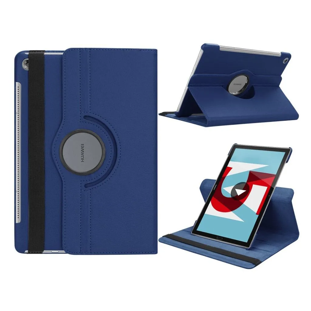 Huawei MediaPad M5 10 litchi grain leather flip case - Dark Blue