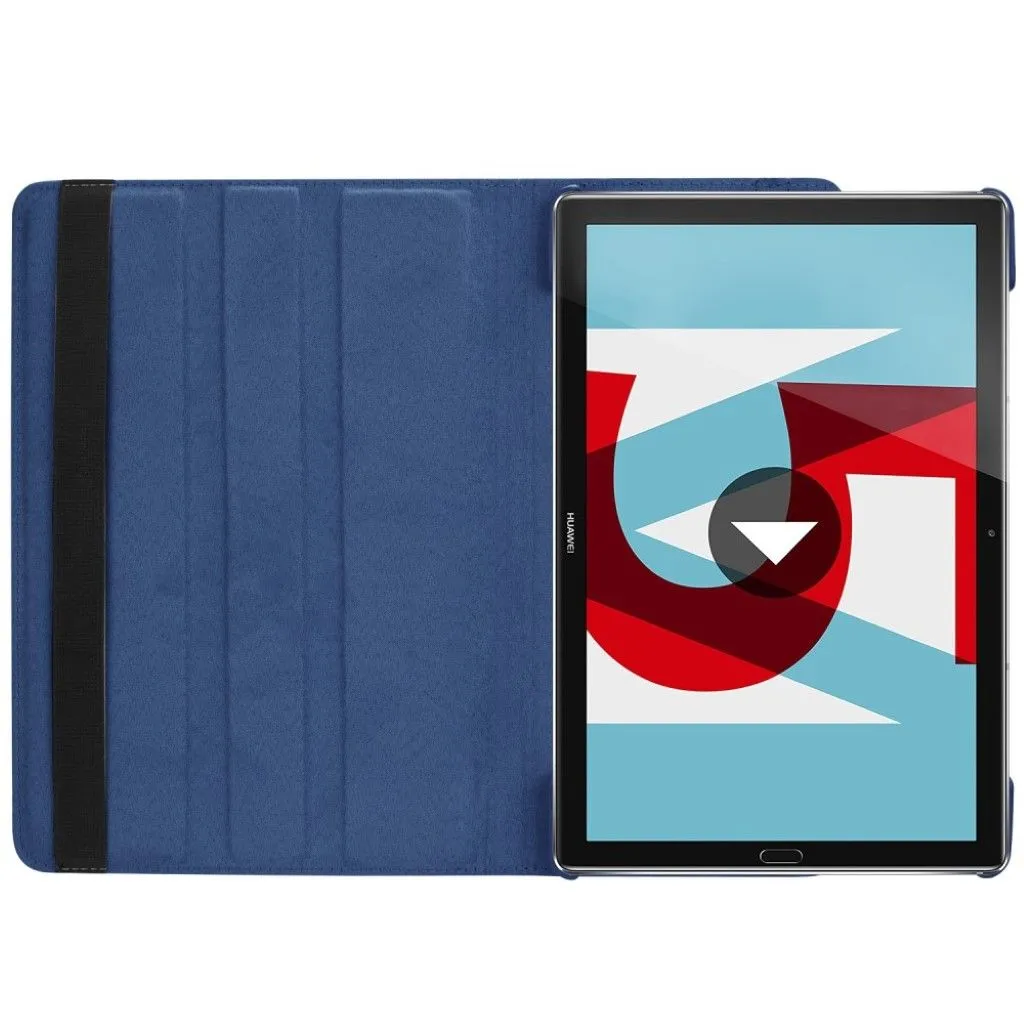 Huawei MediaPad M5 10 litchi grain leather flip case - Dark Blue