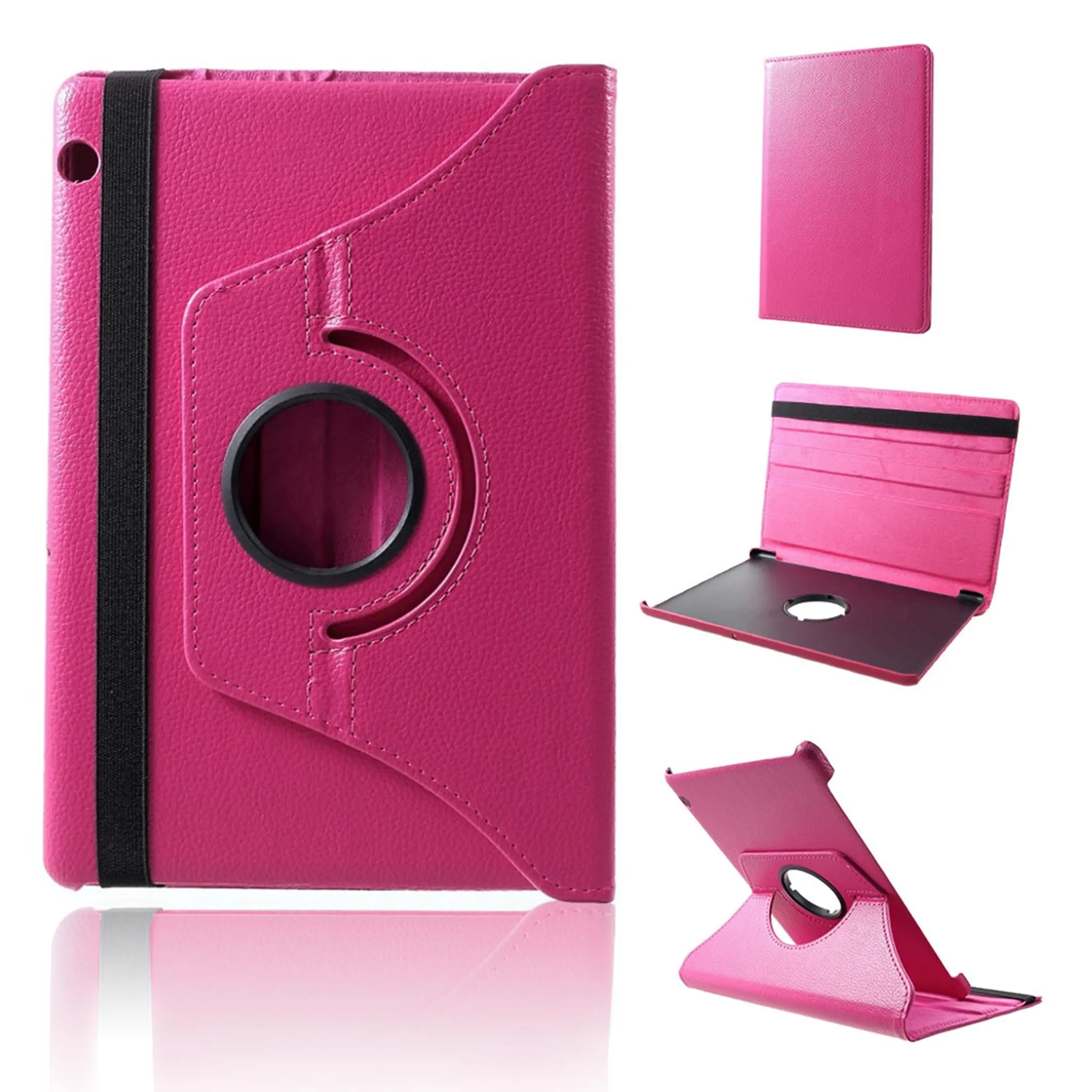 Huawei MediaPad T5 litchi skin leather flip case - Rose