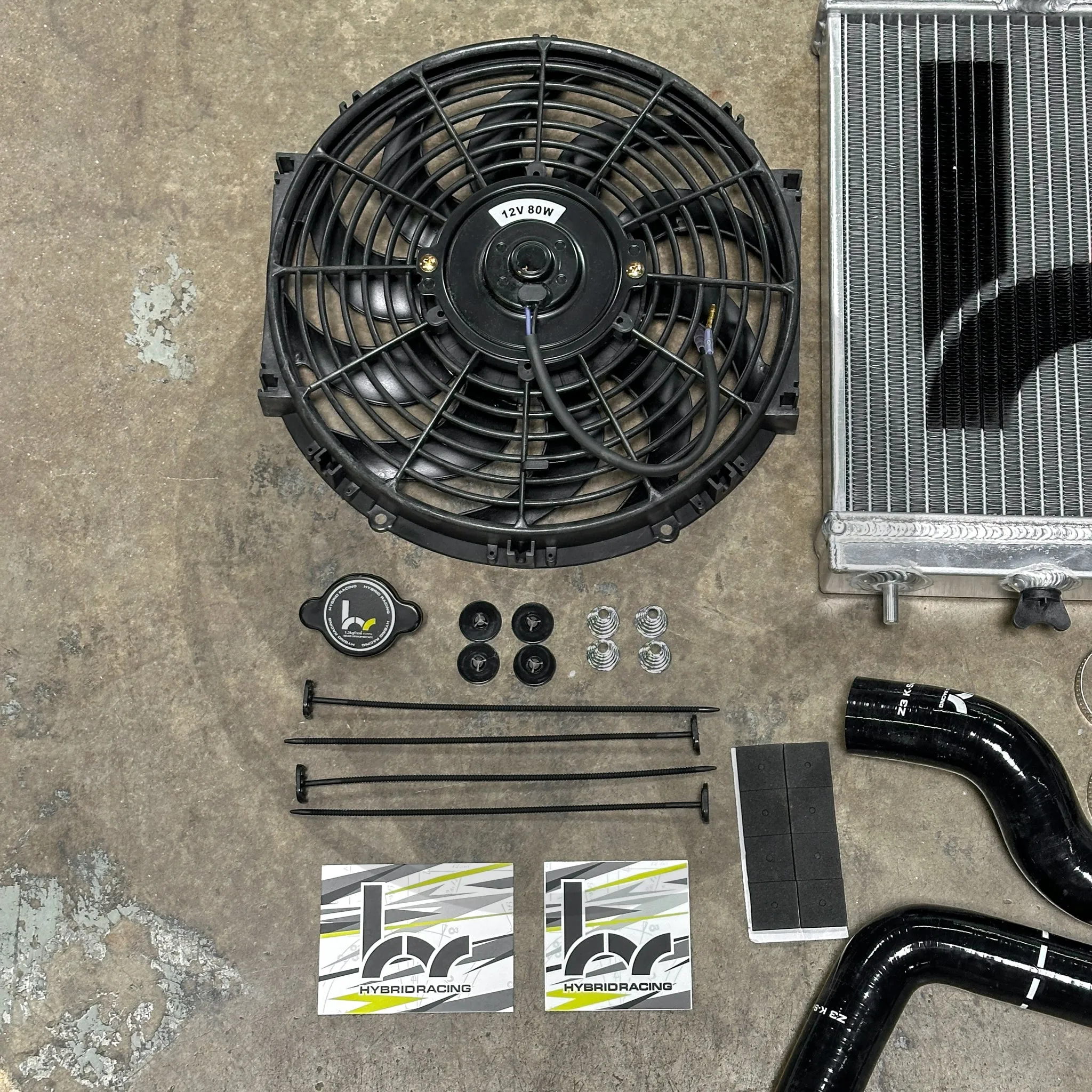 Hybrid Racing Driver Side Radiator Kit For Honda Civic Acura Integra K24 K20Z3 Swap