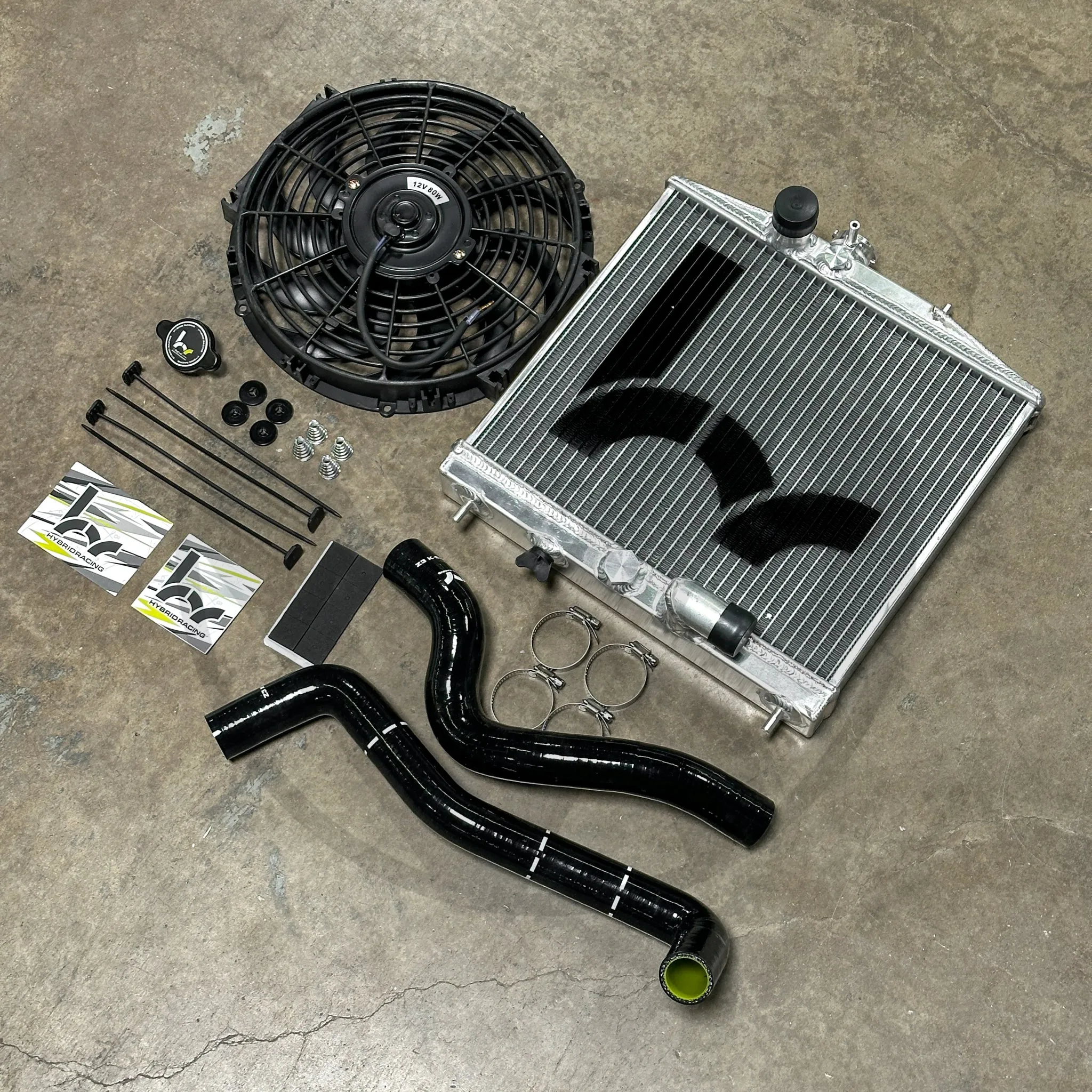 Hybrid Racing Driver Side Radiator Kit For Honda Civic Acura Integra K24 K20Z3 Swap