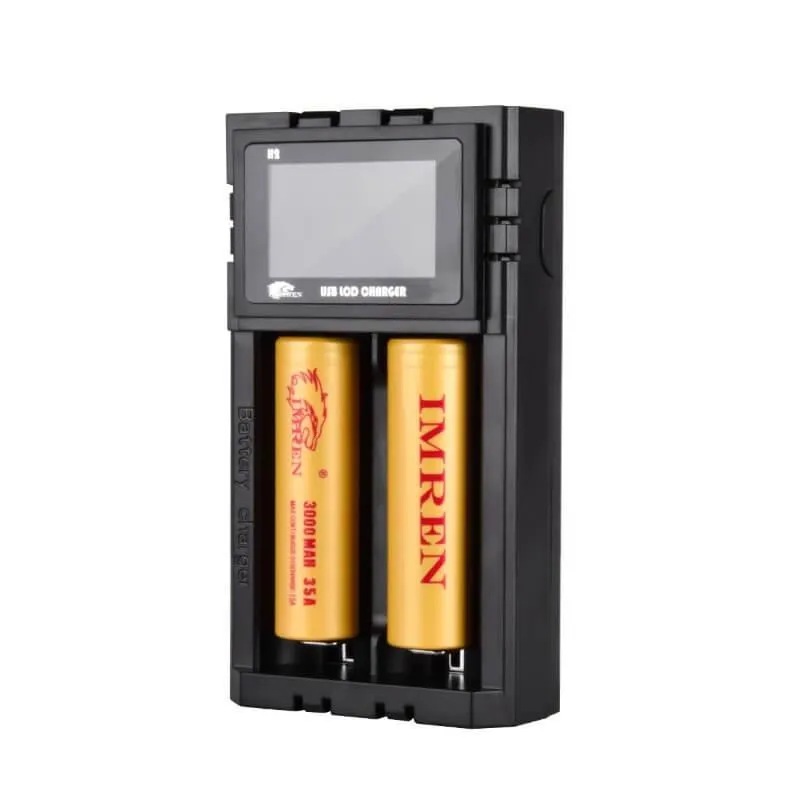 IMREN H2 Dual-Slot Universal Rechargeable Li-ion Battery Charger with LCD Screen Display