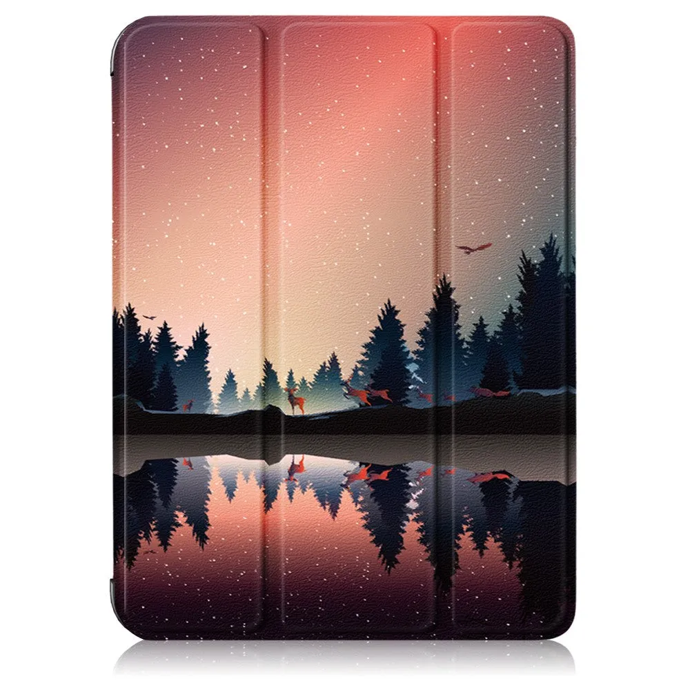 iPad Mini 6 (2021) tri-fold pattern PU leather flip case - Forest