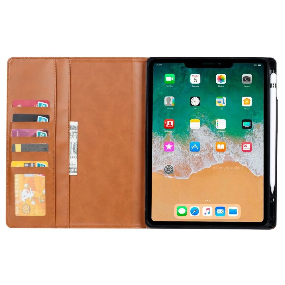 iPad Mini 6 (2021) wallet design leather flip case with pen slot - Black