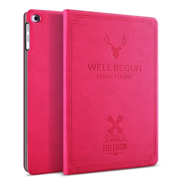 iPad Mini Case, GOLP Retro Deer Pattern PU Leather