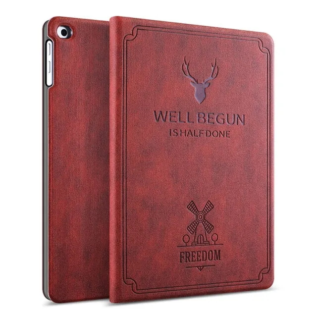 iPad Mini Case, GOLP Retro Deer Pattern PU Leather