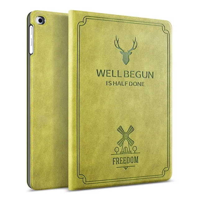 iPad Mini Case, GOLP Retro Deer Pattern PU Leather