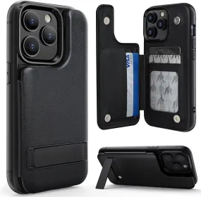 iPhone 14 Pro Max Wallet Case 4 Card Holder Slots Black