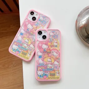 Japanese Cartoon KT Stickers Pink iPhone Case 11 12 13 14 Pro Promax