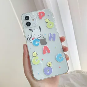 Japanese Cartoon Sanrio | Clean Colourful Alphabet Pochacco - iPhone Case 7 8 X XR XS 11 12 13 14 15 Pro Promax Plus mini SE