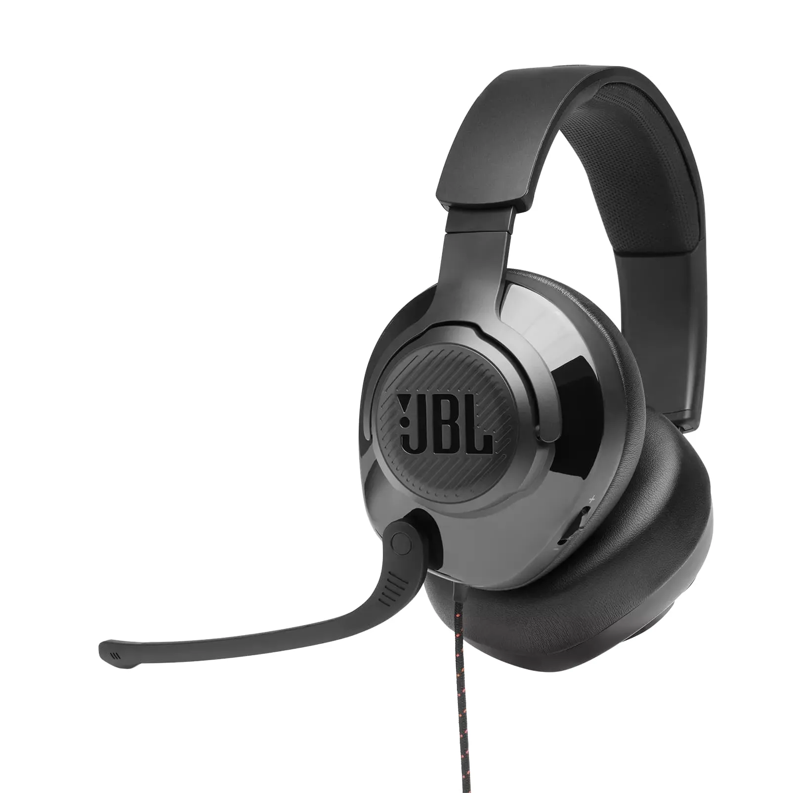 JBL Quantum 300 Over-Ear Wired Gaming Headset Headphones with Nylon Braided Cable, On-Board Surround Sound and 3.5mm AUX TRRS to USB Audio Adapter for PC, Laptop, and Consoles (Black)