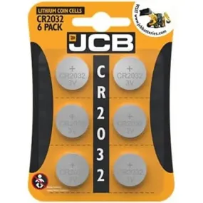 JCB CR2032 Lithium Coin Cell Battery Pack of 6 S16774