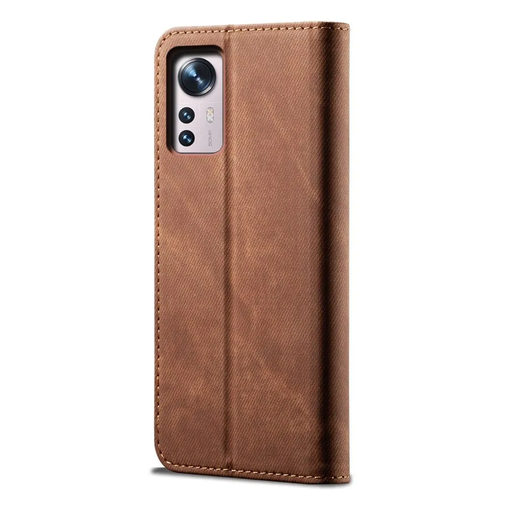 Jeans Xiaomi 12 Pro Flip case - Coffee