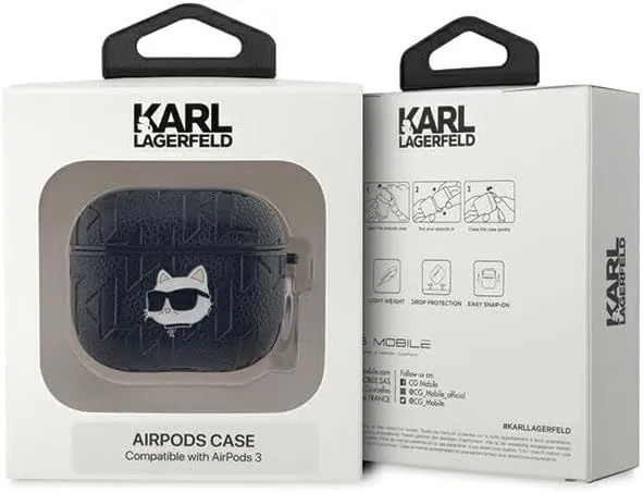 Karl Lagerfeld Monogram Choupette Head Case for AirPods 3 Black - KLA3PGCHPK