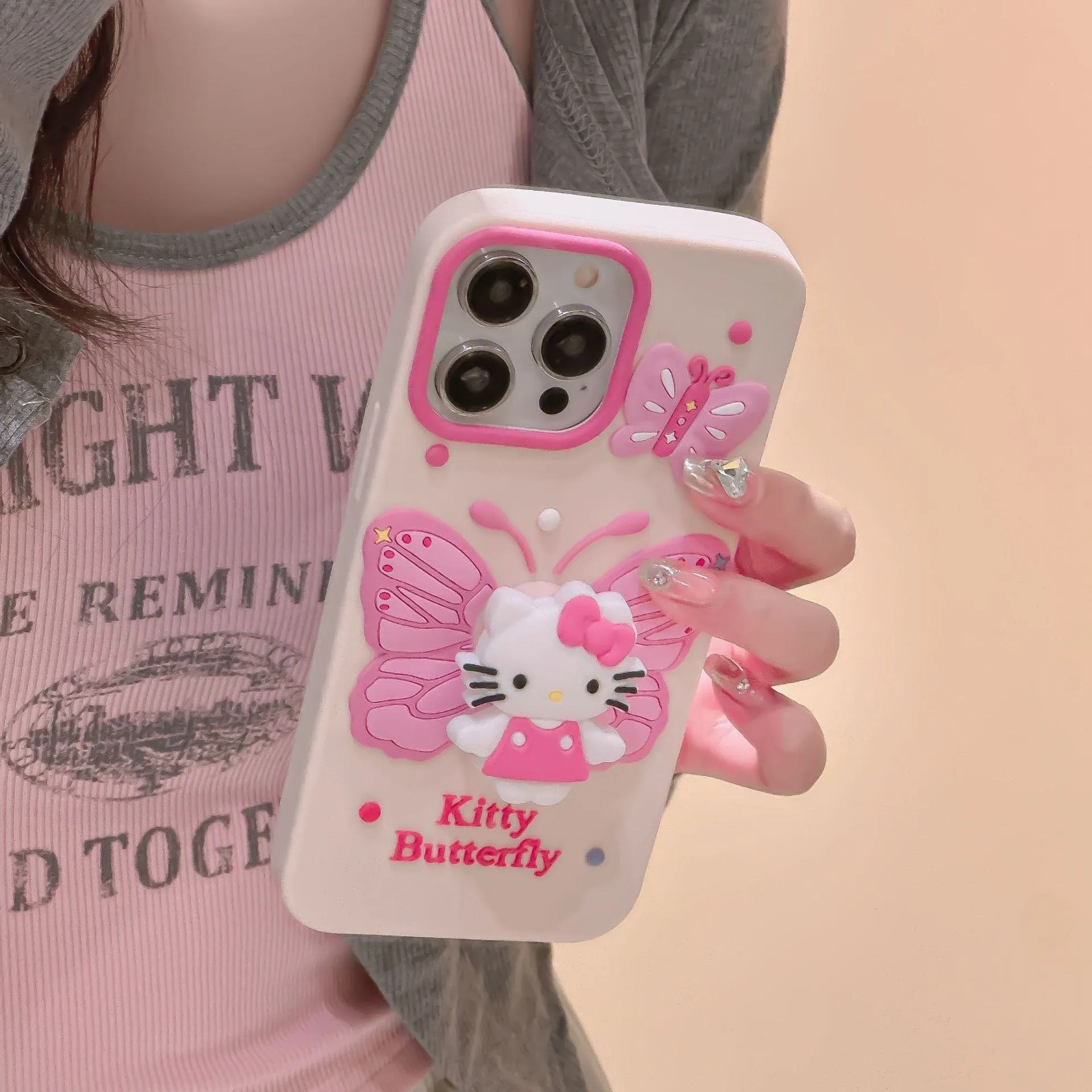 Kawaii Kitty Butterfly iPhone Case