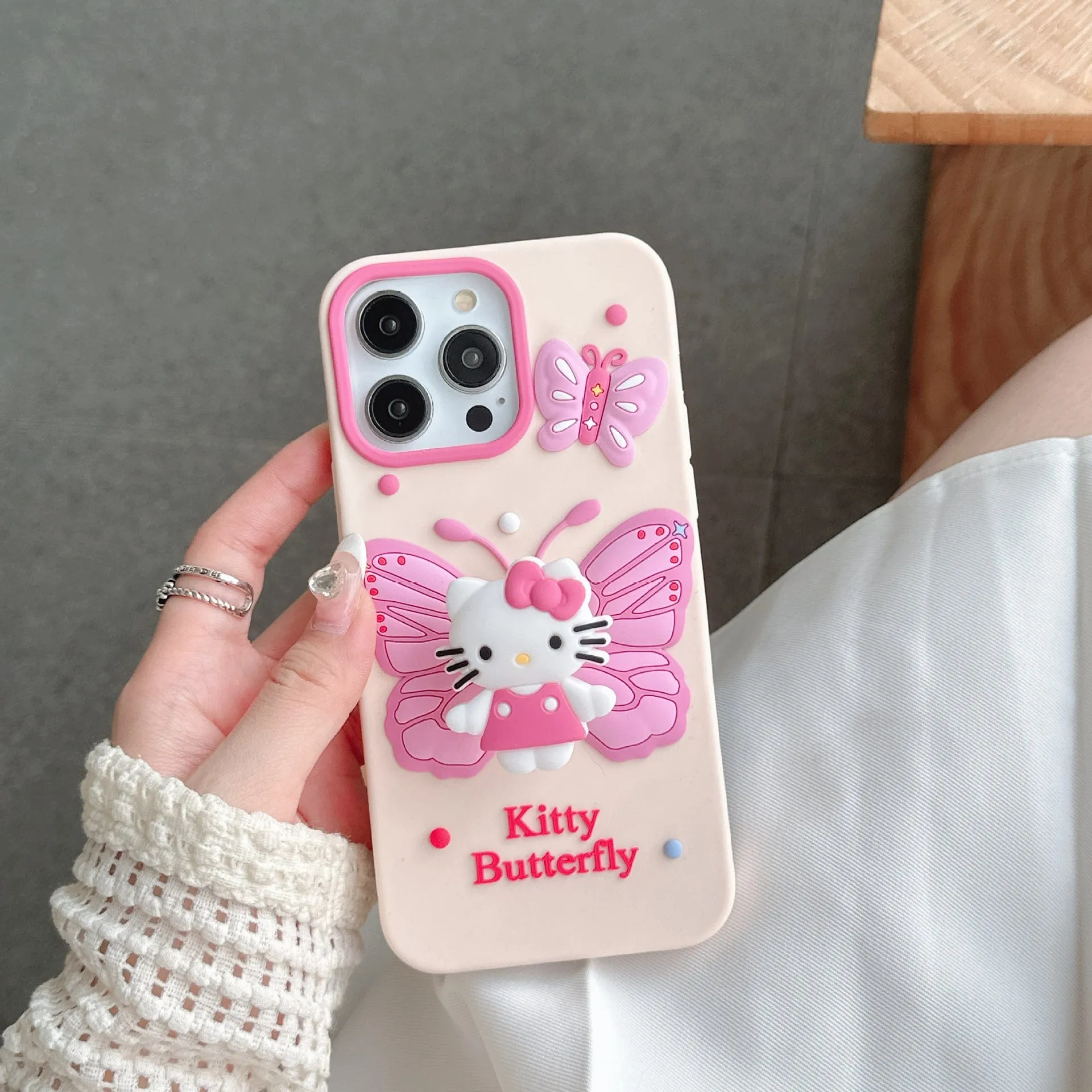 Kawaii Kitty Butterfly iPhone Case