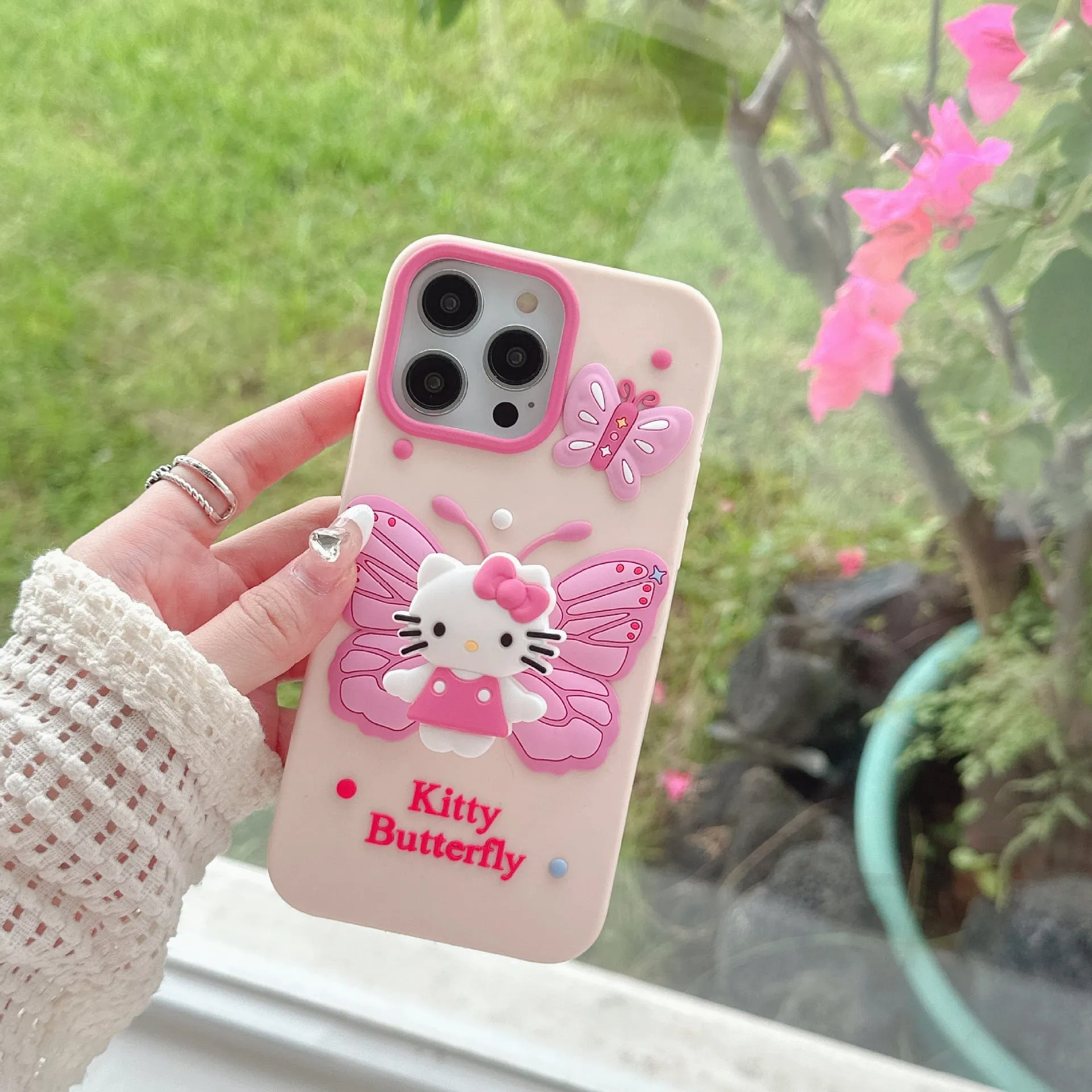 Kawaii Kitty Butterfly iPhone Case