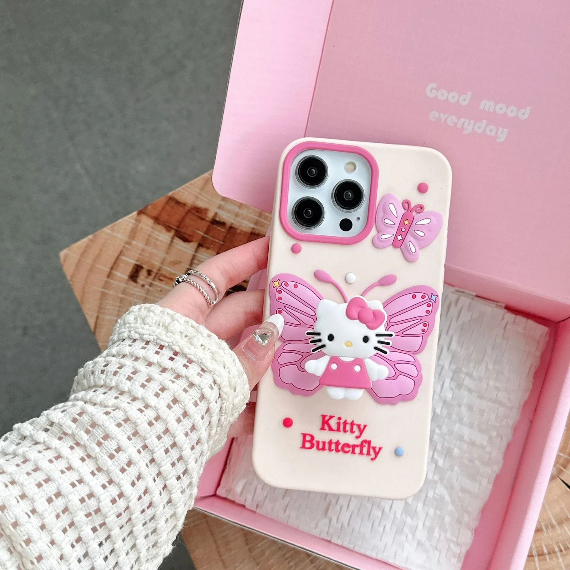 Kawaii Kitty Butterfly iPhone Case