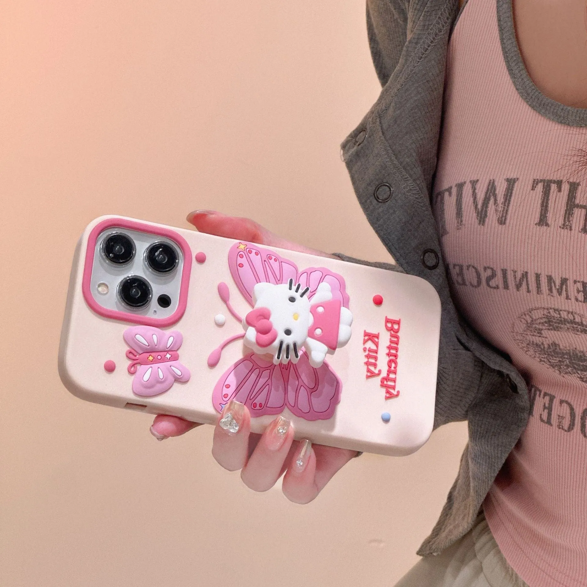 Kawaii Kitty Butterfly iPhone Case