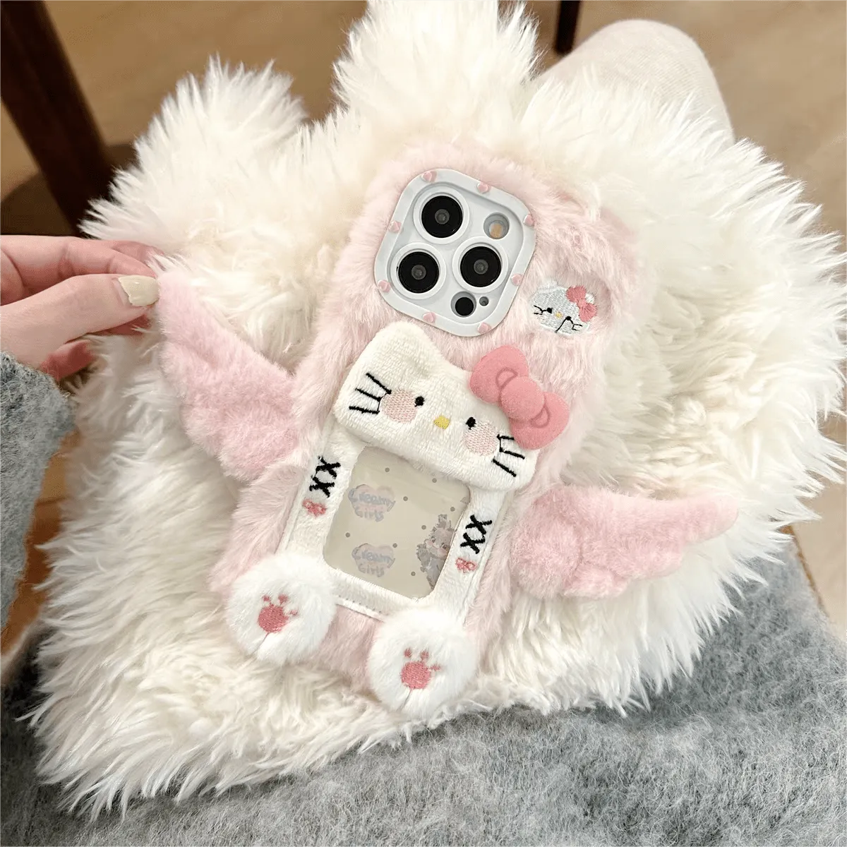 Kawaii Plush Wings Kitty Photo Frame iPhone Case