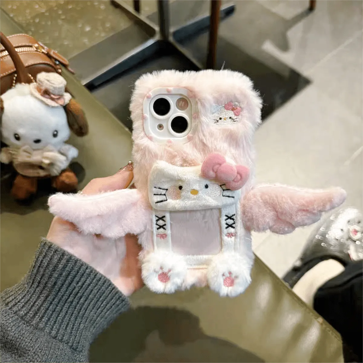 Kawaii Plush Wings Kitty Photo Frame iPhone Case