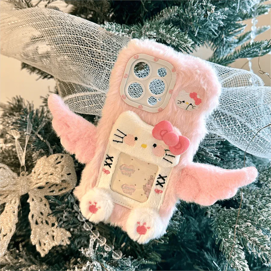 Kawaii Plush Wings Kitty Photo Frame iPhone Case