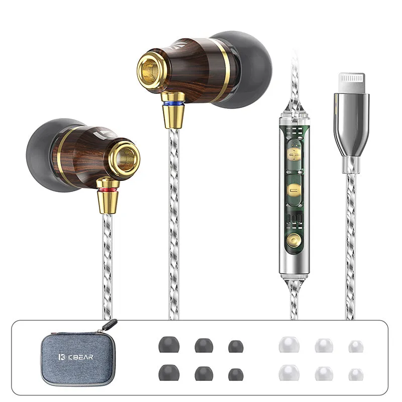 【KBEAR KW1】Single DD In-Ear Earphones HiFi 3.5mm Wired Earbuds Headphones Lightning Earphones for iphone Type C Earbuds with mic