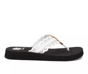 Laser Cut Lace Flip Flop | Yellow Box Fascell - White