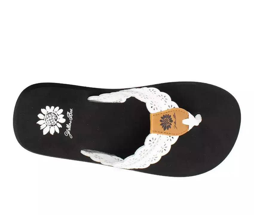 Laser Cut Lace Flip Flop | Yellow Box Fascell - White