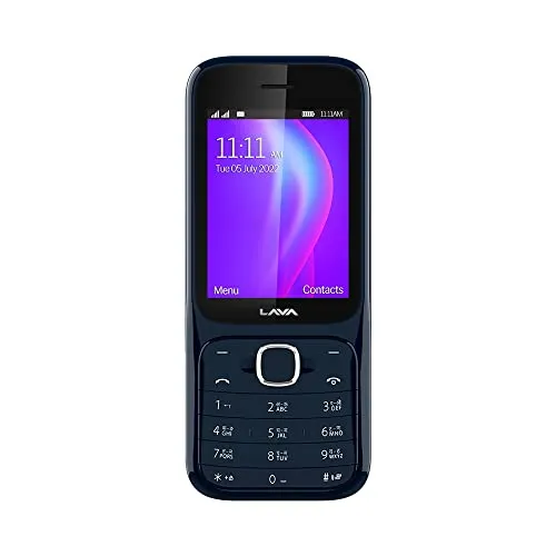 Lava Gem Power (Blue Chrome) - Dual sim Keypad Mobile with 2.8" Big Screen, Smart AI Battery and Auto Call Recording