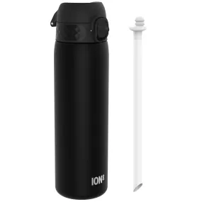 Leak Proof Medium Water Bottle with Straw, Recyclon, Black, 500ml (18oz)