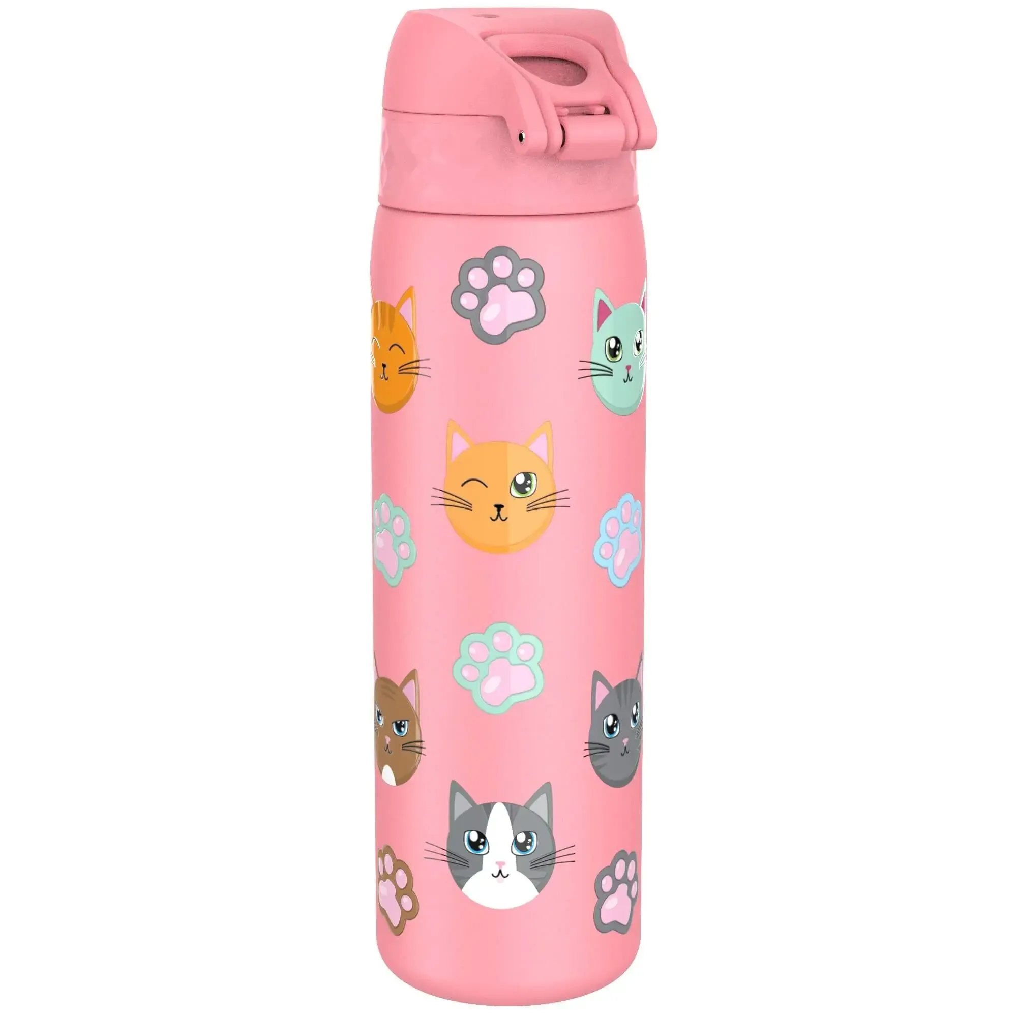 Leak Proof Slim Water Bottle, Stainless Steel, Cats, 600ml (20oz)