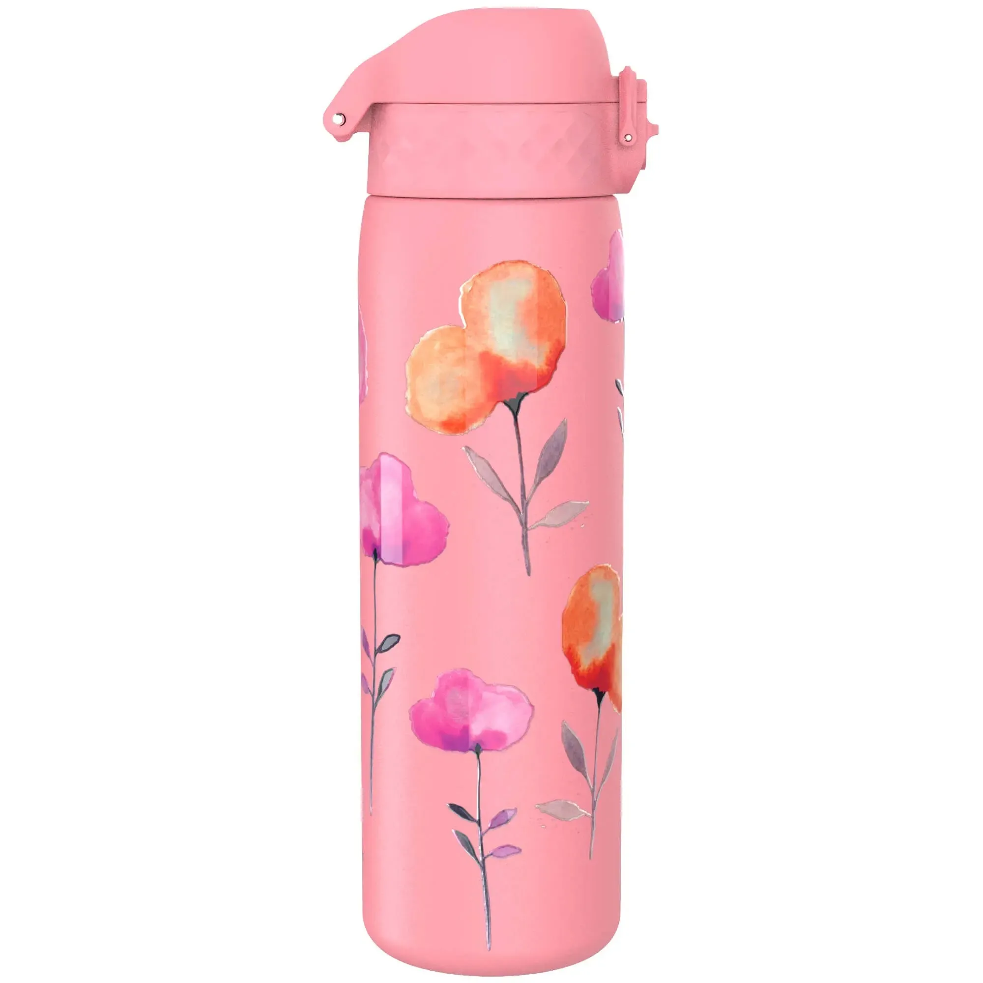 Leak Proof Slim Water Bottle, Stainless Steel, Flowers, 600ml (20oz)