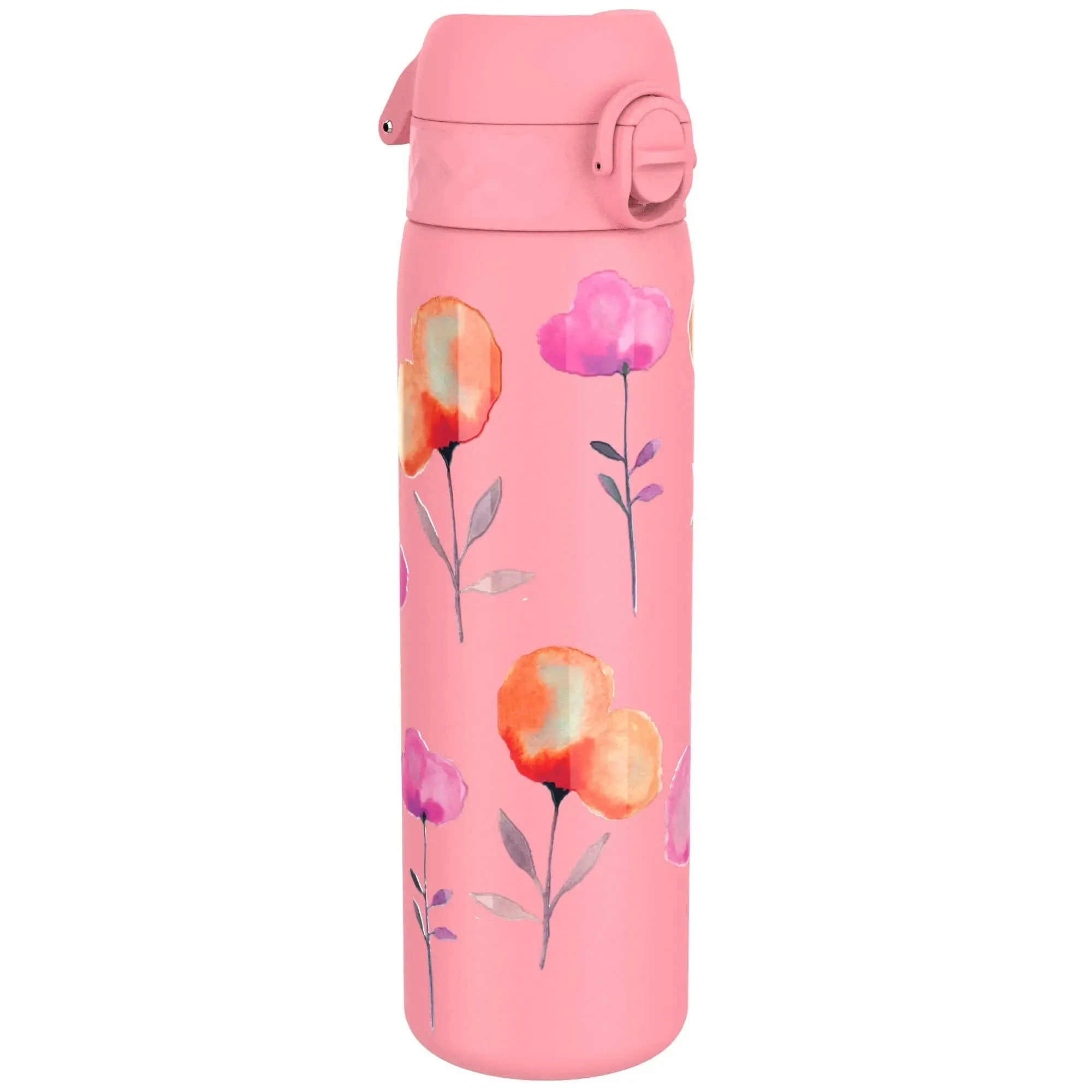 Leak Proof Slim Water Bottle, Stainless Steel, Flowers, 600ml (20oz)