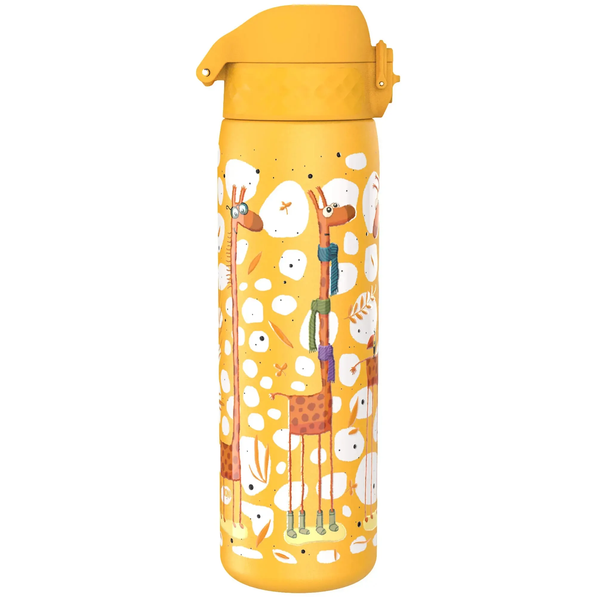 Leak Proof Slim Water Bottle, Stainless Steel, Giraffes, 600ml (20oz)