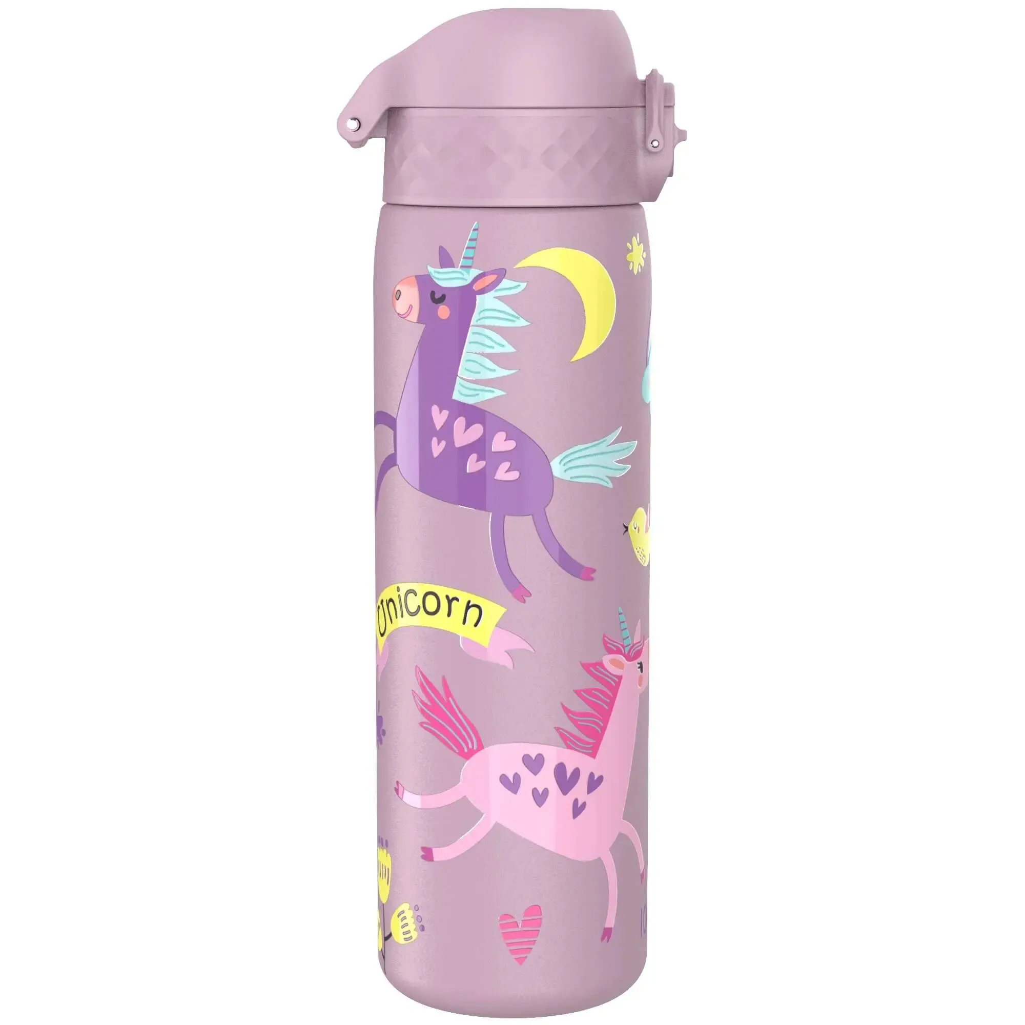 Leak Proof Slim Water Bottle, Stainless Steel, Unicorns, 600ml (20oz)