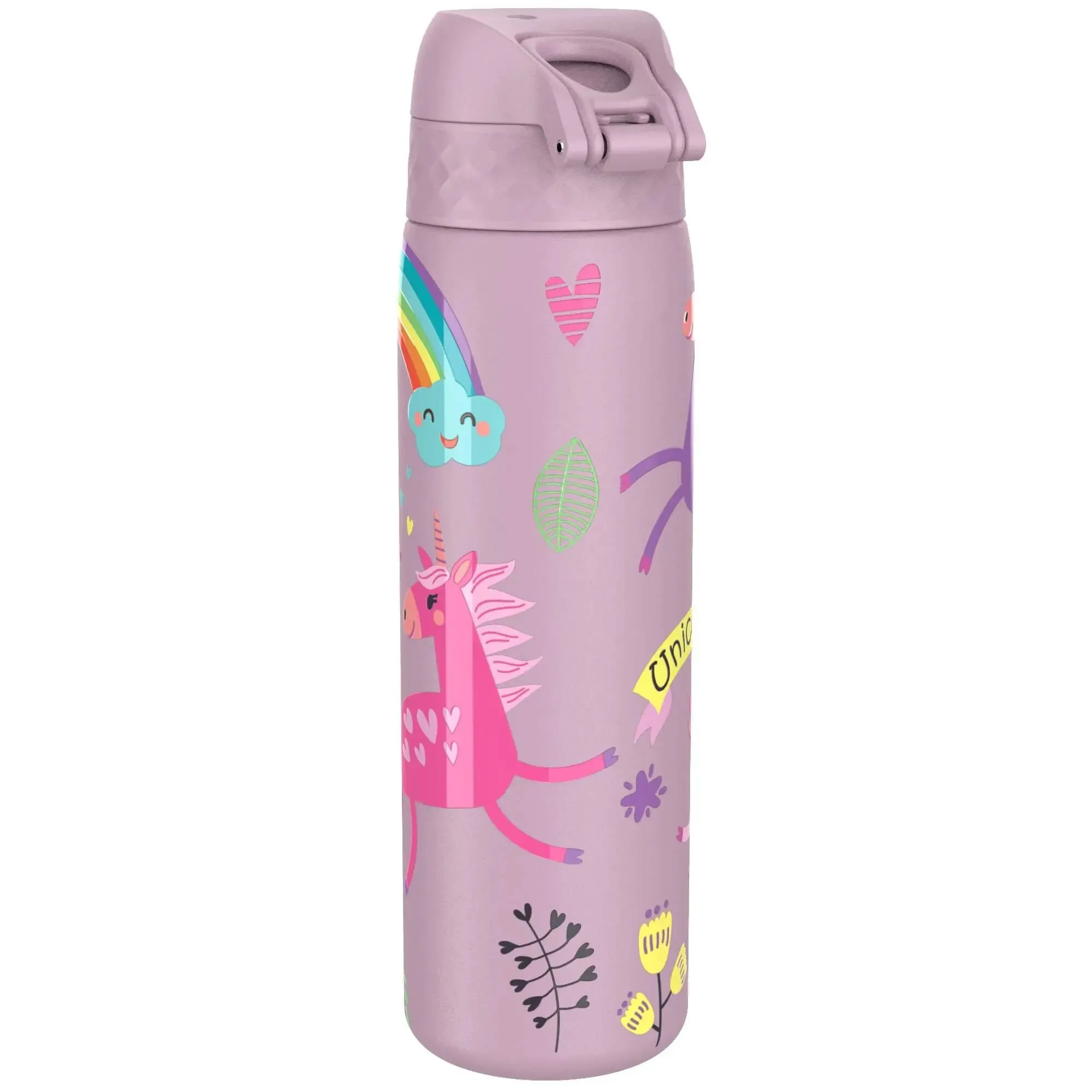 Leak Proof Slim Water Bottle, Stainless Steel, Unicorns, 600ml (20oz)