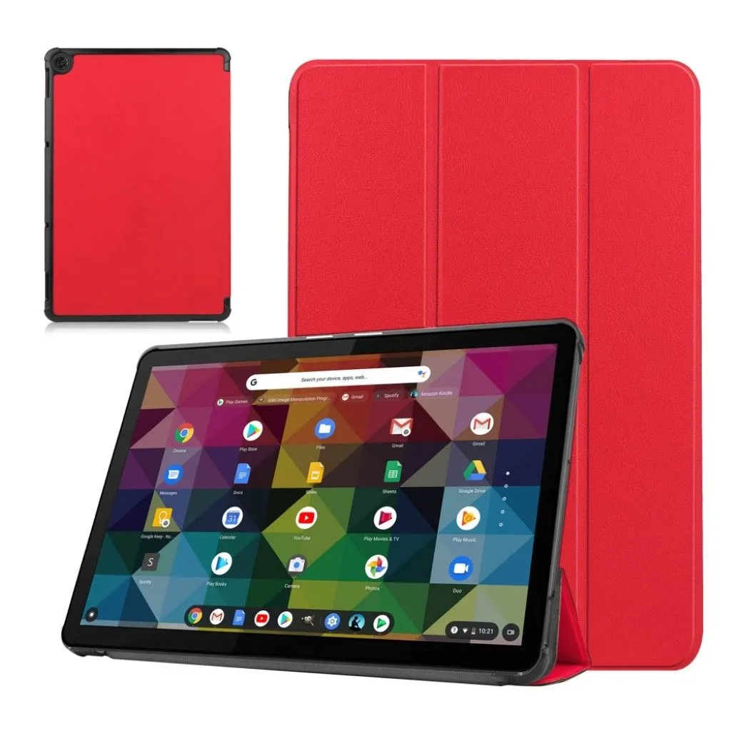 Lenovo Chromebook Duet litchi leather flip case - Red