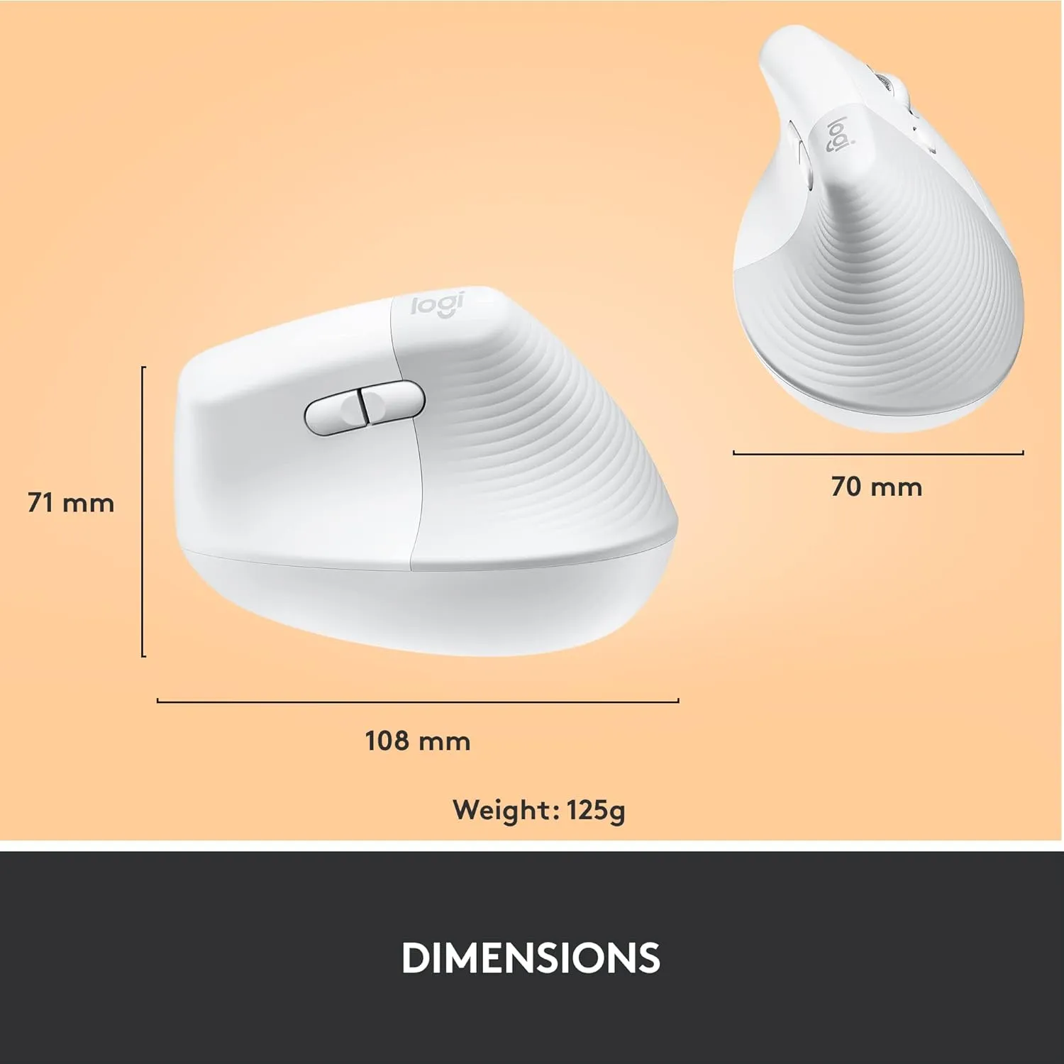 Logitech Lift Vertical Ergonomic Mouse Wireless Bluetooth Logi Bolt USB receiver with Quiet Clicks