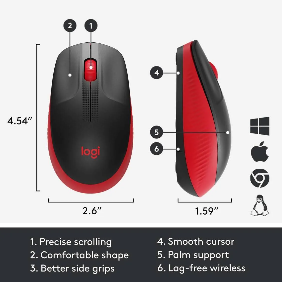 LOGITECH M190 WIRELESS MOUSE RED