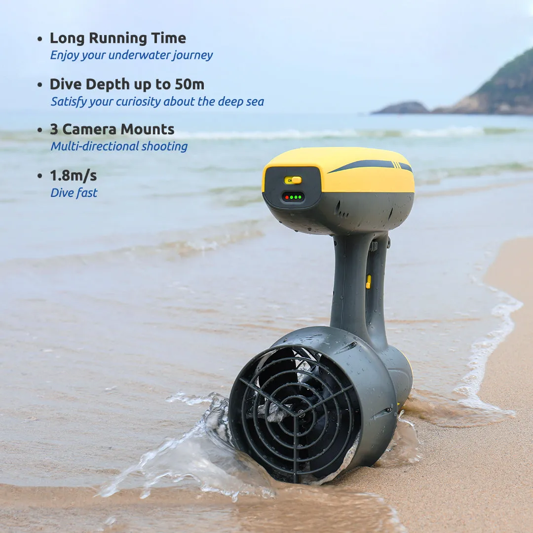 MagicJet Seascooter, the Best Underwater Scooter with 3 Camera Mounts