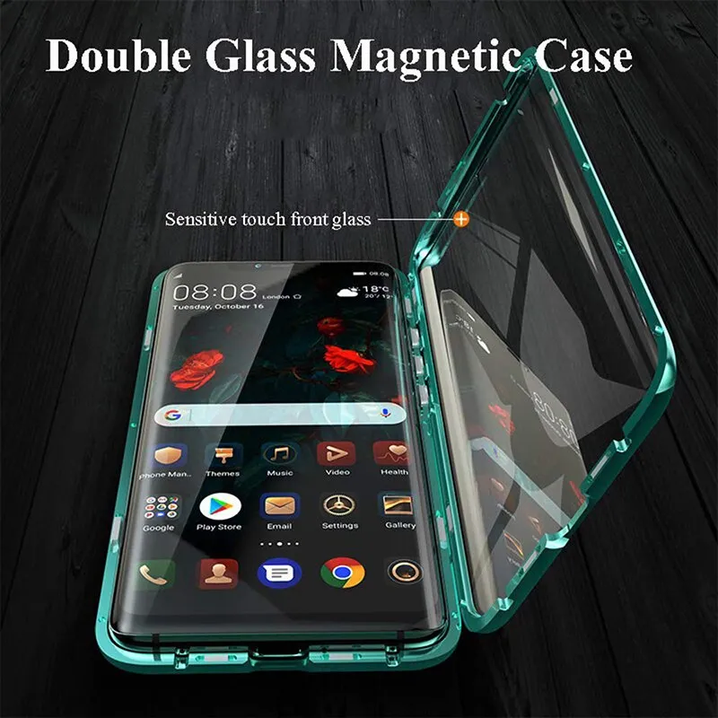 Magnetic Absorption Flip Cases For Huawei Mate 10 10Pro 10lite Phone Back Cover Metal Glass For Huawei Mate 10 Case