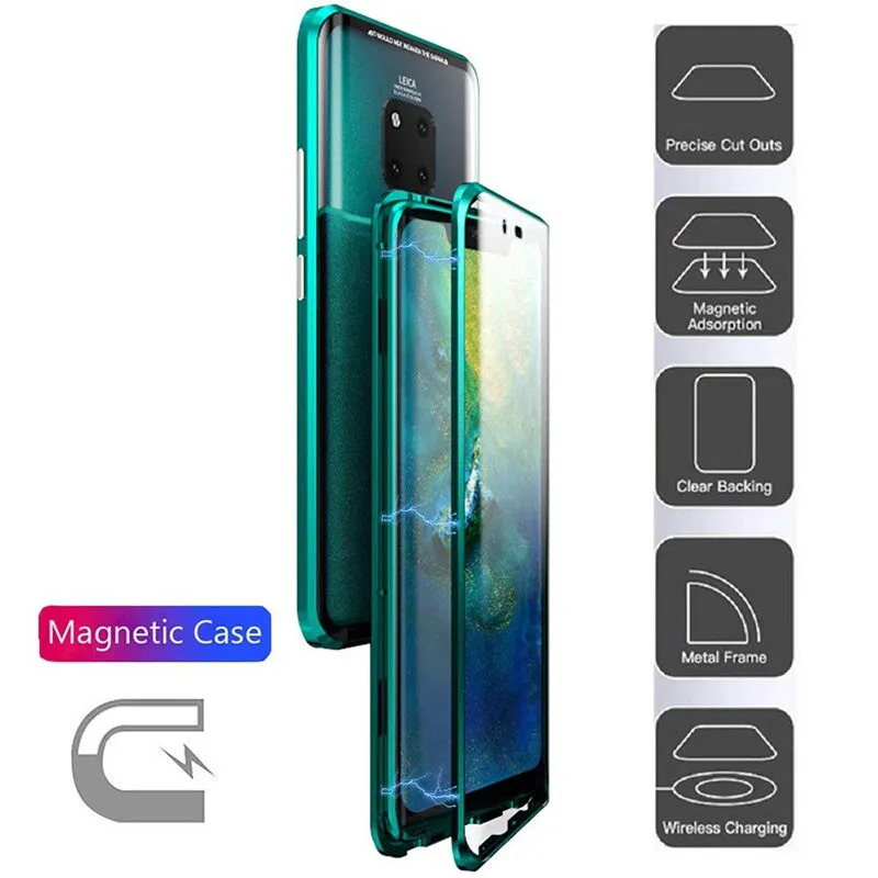 Magnetic Absorption Flip Cases For Huawei Mate 10 10Pro 10lite Phone Back Cover Metal Glass For Huawei Mate 10 Case