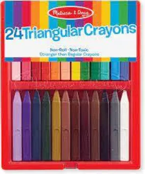 Melissa & Doug - 24 Triangular Crayons - Non-Roll, Stronger than Regular Crayons