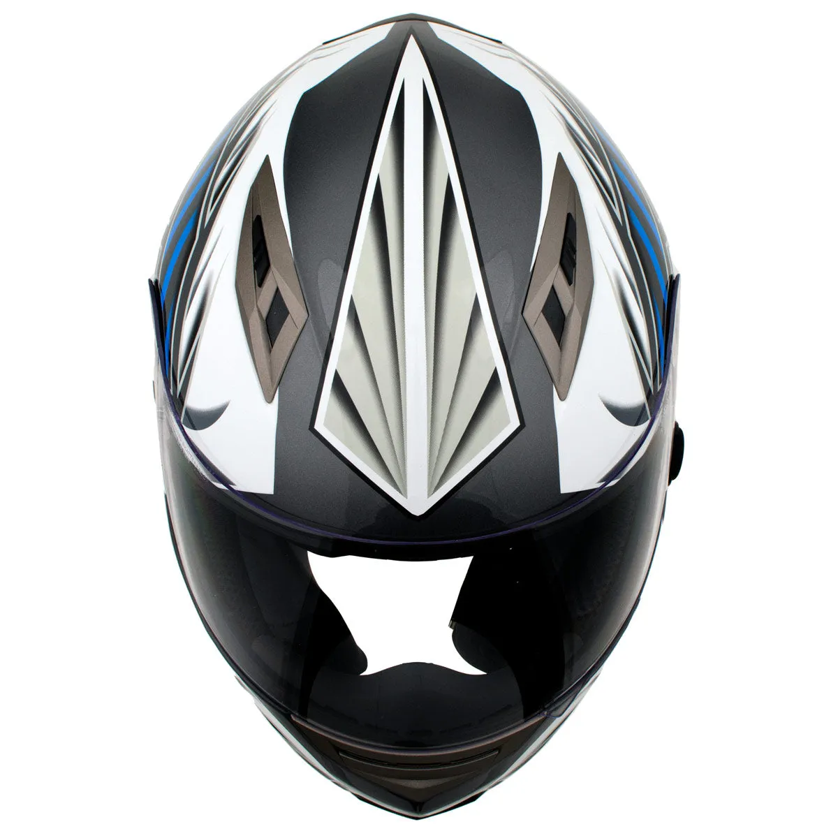 Milwaukee Helmets H512 Titanium and Blue Chit-Chat Black Full Face