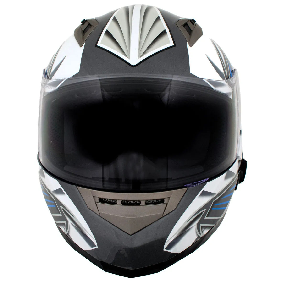 Milwaukee Helmets H512 Titanium and Blue Chit-Chat Black Full Face