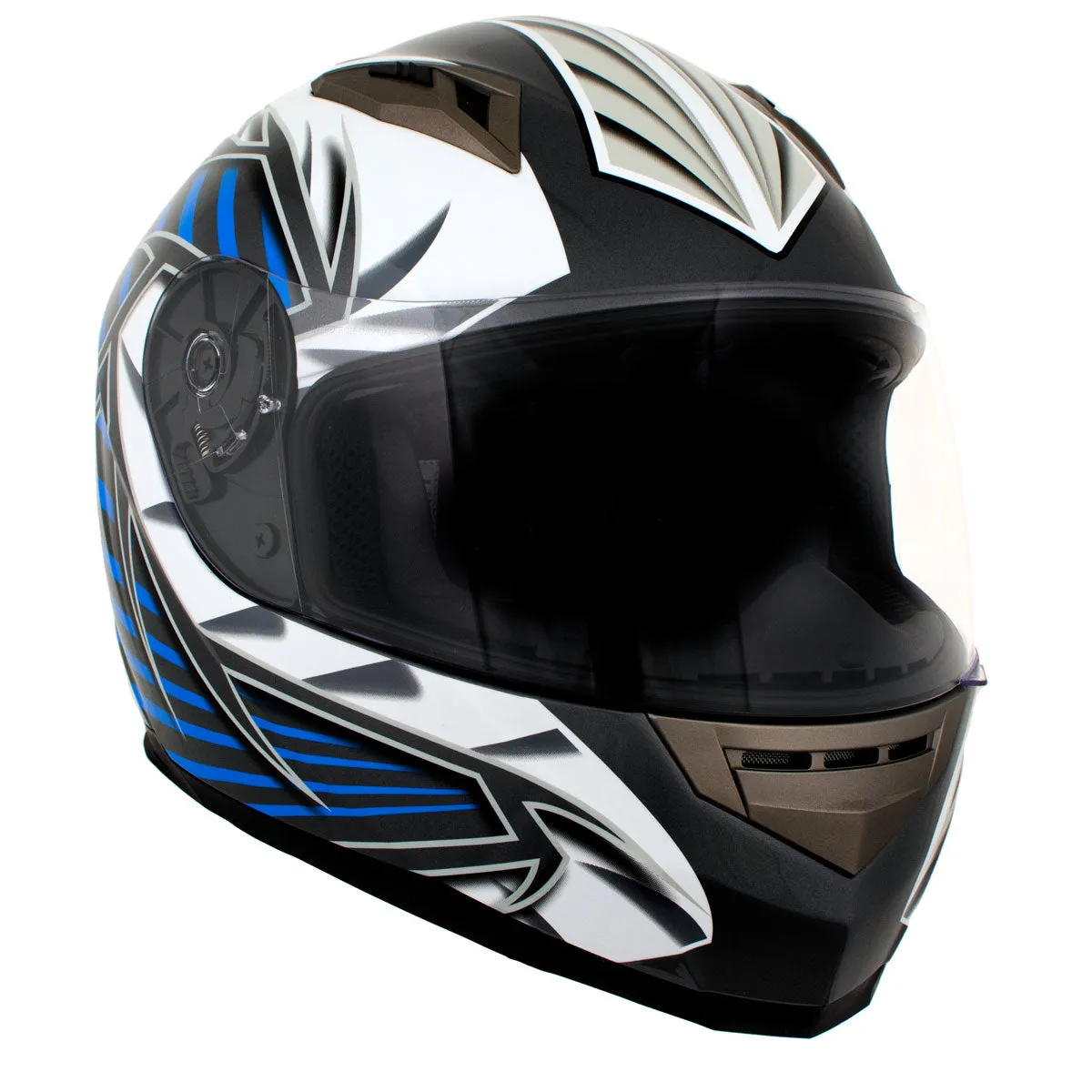 Milwaukee Helmets H512 Titanium and Blue Chit-Chat Black Full Face