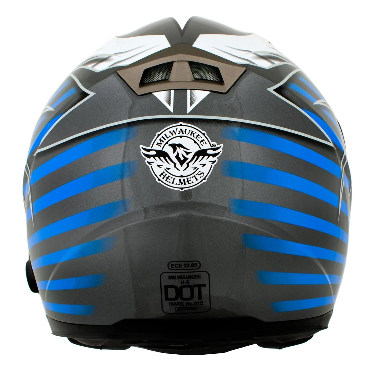 Milwaukee Helmets H512 Titanium and Blue Chit-Chat Black Full Face