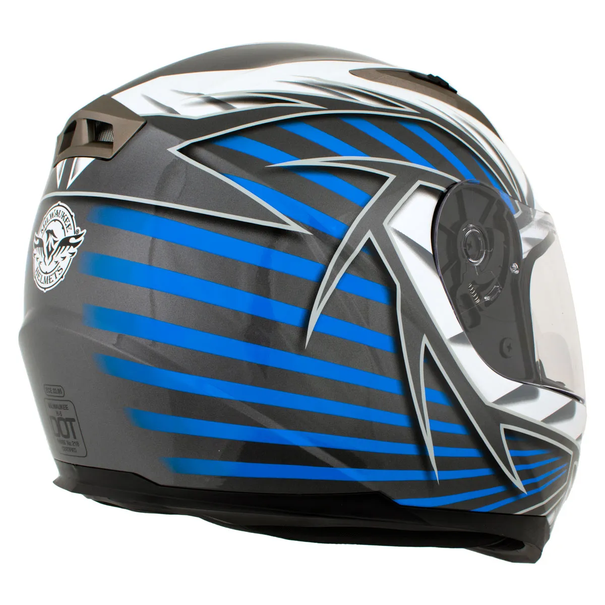 Milwaukee Helmets H512 Titanium and Blue Chit-Chat Black Full Face